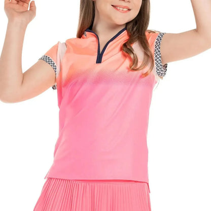 Girls' Summer Glow Short Sleeve Tennis Top Pink-Apparel-Lucky In Love-105592-DEFAULT-L-Tennis Express