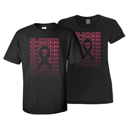 Women's Play Pink Tennis Tee Black (Size Small)