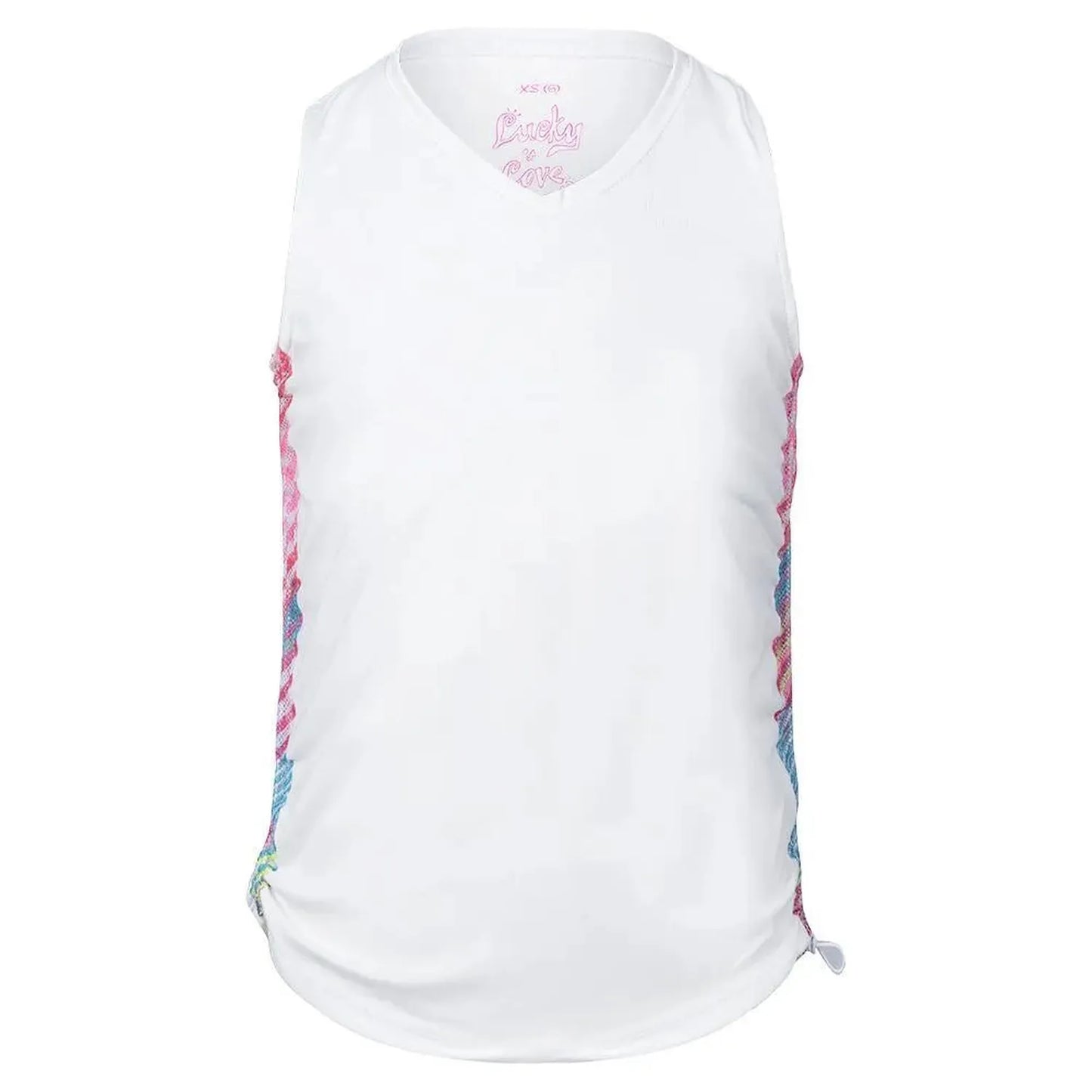 Girls' Have No Sheer Ruche Tennis Tank White-Apparel-Lucky In Love-105801-DEFAULT-L-Tennis Express