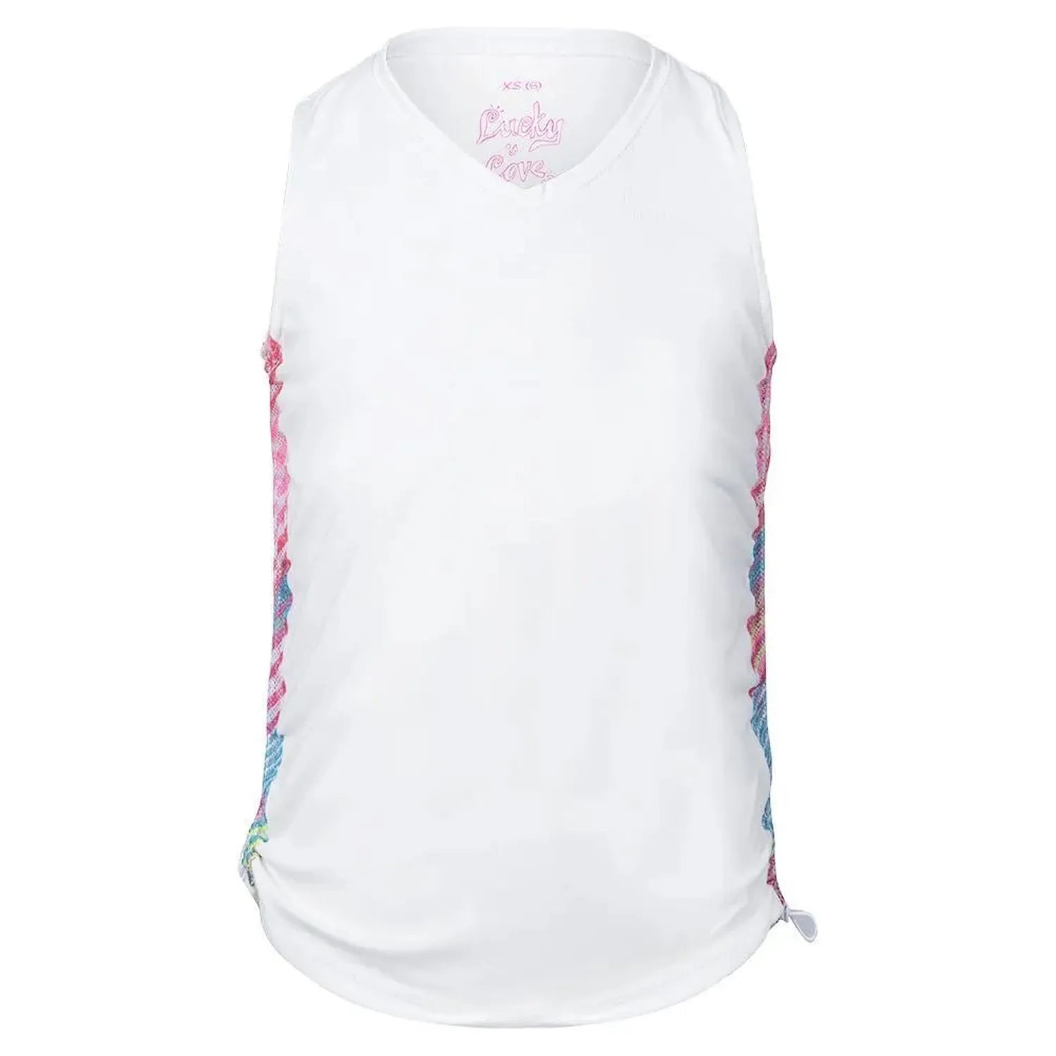 Girls' Have No Sheer Ruche Tennis Tank White-Apparel-Lucky In Love-105801-DEFAULT-L-Tennis Express