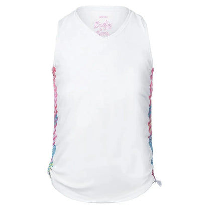 Girls' Have No Sheer Ruche Tennis Tank White-Apparel-Lucky In Love-105801-DEFAULT-L-Tennis Express