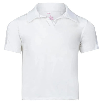 Girls' Cropped Tennis Polo-Apparel-Lucky In Love-105802-110_WHITE-L-Tennis Express