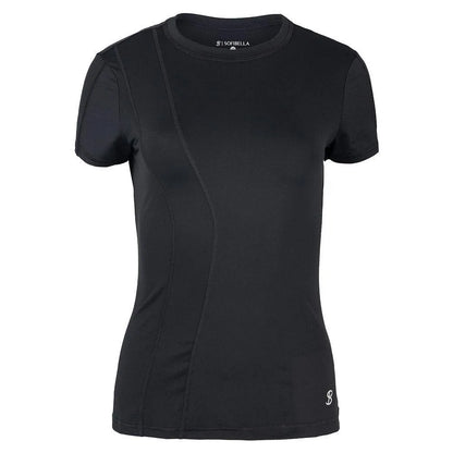 Women's Short Sleeve Tennis Top-Apparel-Sofibella-107016-BLACK-L-Tennis Express