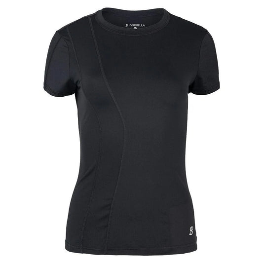 Women's Short Sleeve Tennis Top-Apparel-Sofibella-107016-BLACK-L-Tennis Express