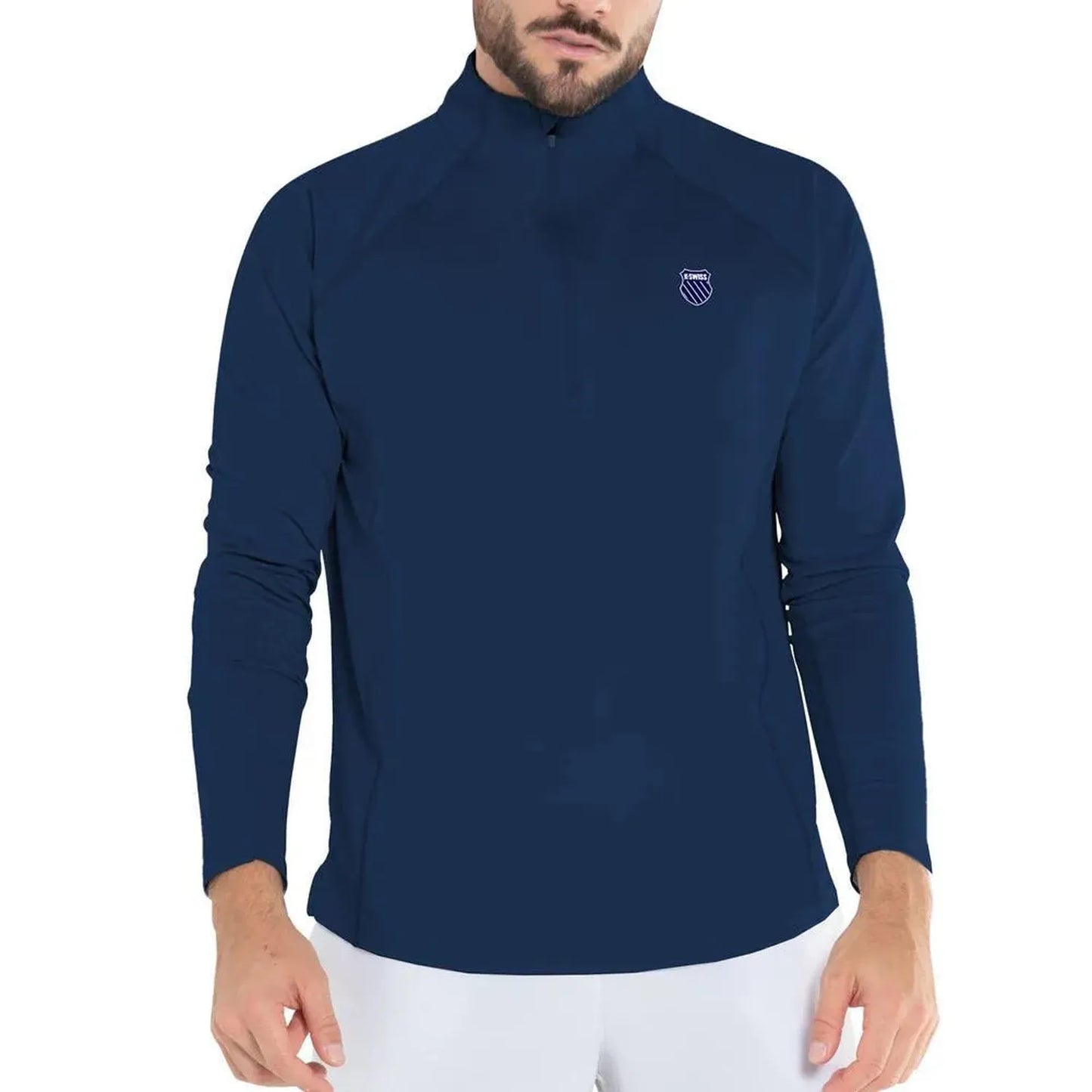 Men's Swift 1/4 Zip Tennis Long Sleeve-Apparel-K-Swiss-107488-474_MALIBU-L-Tennis Express