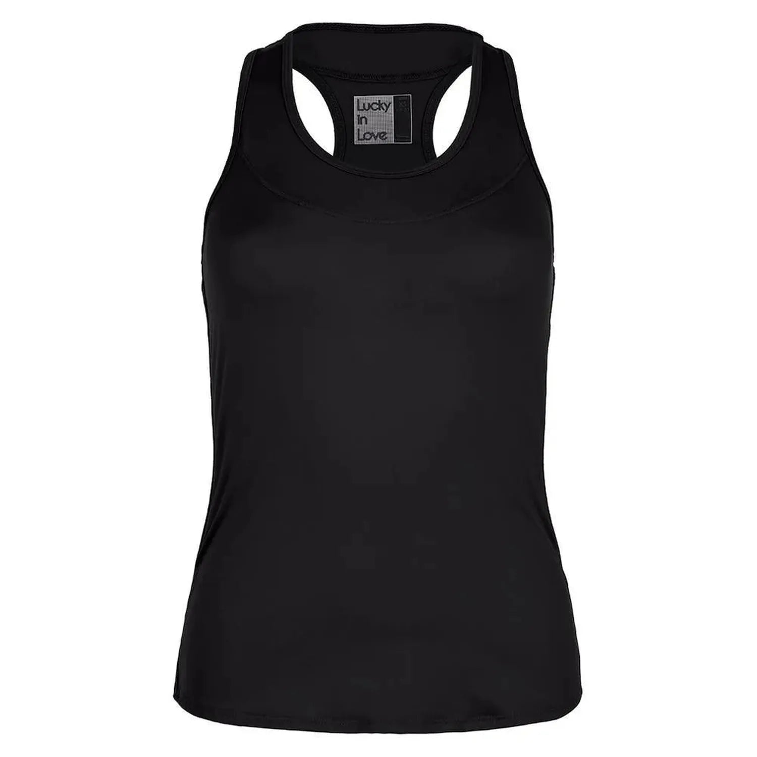 Women's Team Racerback Tennis Tank-Apparel-Lucky In Love-107807-001_BLACK-L-Tennis Express