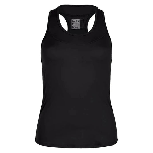 Women's Team Racerback Tennis Tank-Apparel-Lucky In Love-107807-001_BLACK-L-Tennis Express