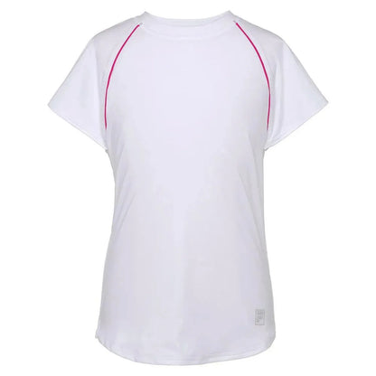 Girls' Essentials Short Sleeve Tennis Top-Apparel-Fila-108467-100_WHITEPK_GL-L_7d7da325-feb1-4f29-b8e1-8c10c0666286-Tennis Express