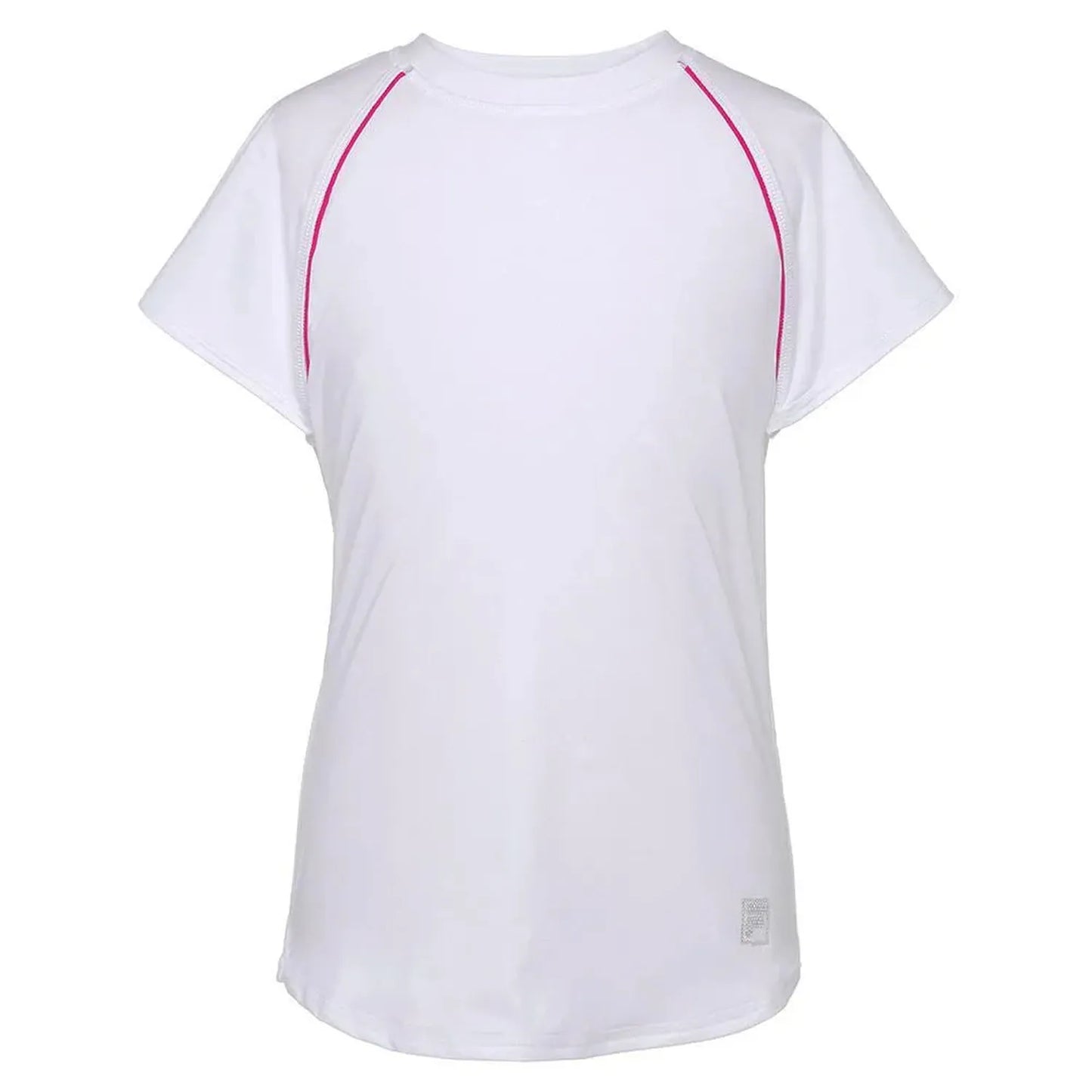 Girls' Essentials Short Sleeve Tennis Top-Apparel-Fila-108467-100_WHITEPK_GL-L_d6954ef8-82a6-40d5-aaf4-4e15149ea83f-Tennis Express