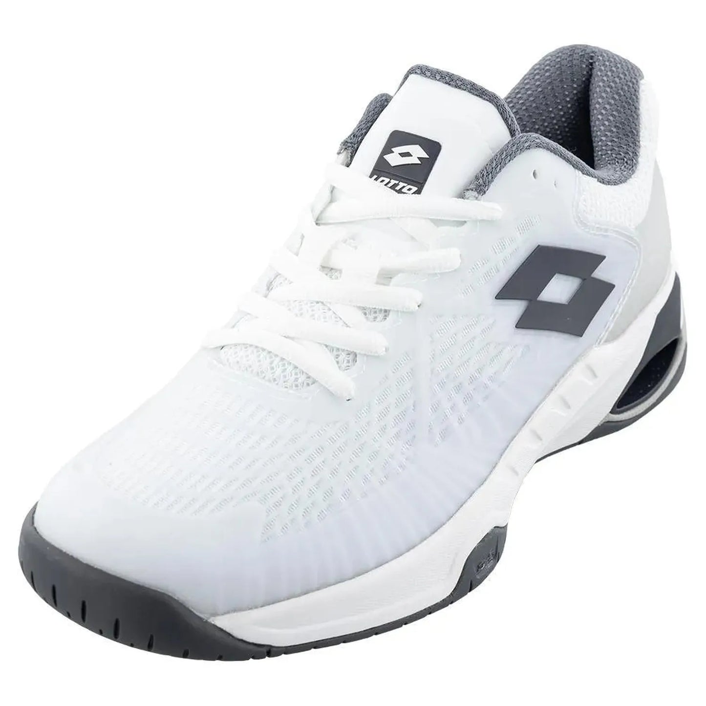 Men's Mirage 100 Speed Tennis Shoes All White and Asphalt-Footwear-Lotto-108472-DEFAULT-L-1-[Sku]-Tennis Express
