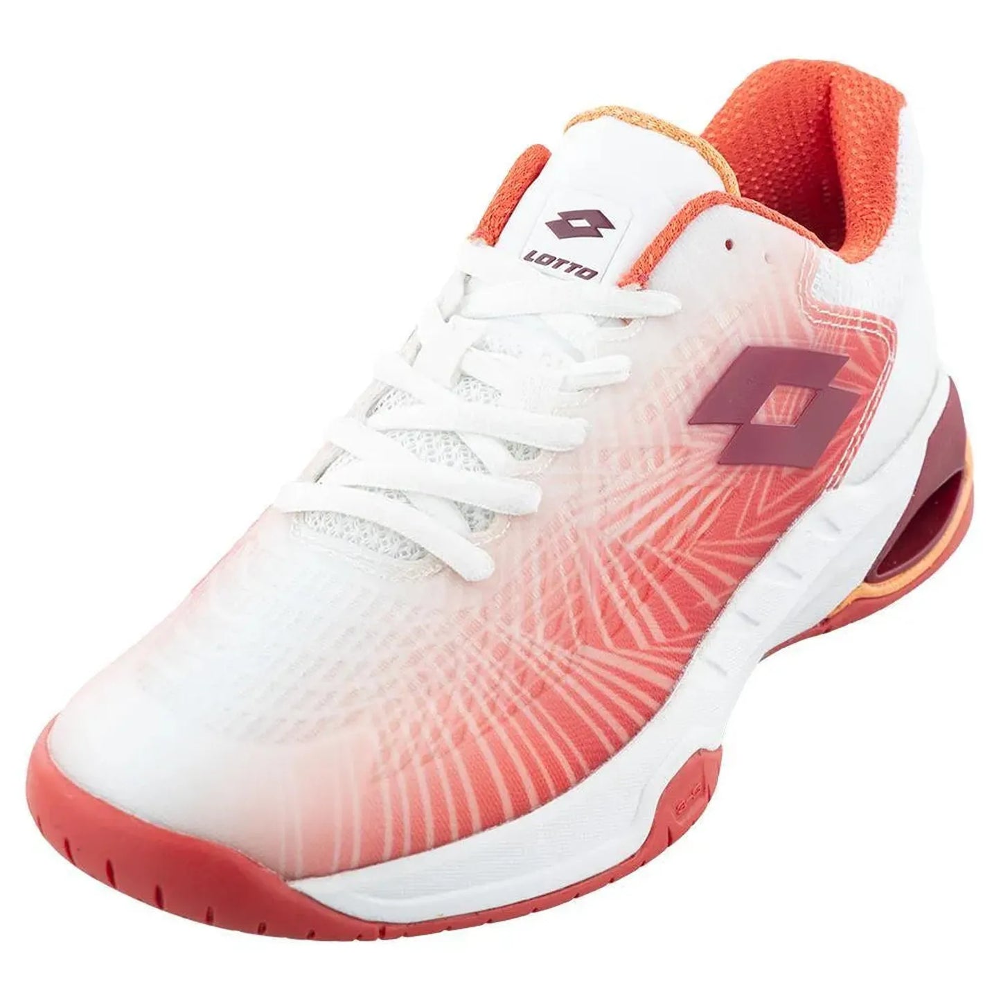 Women's Mirage 100 2nd Speed Tennis Shoes All White and Grenadine Red-Footwear-Lotto-108475-DEFAULT-L-1-[Sku]-Tennis Express