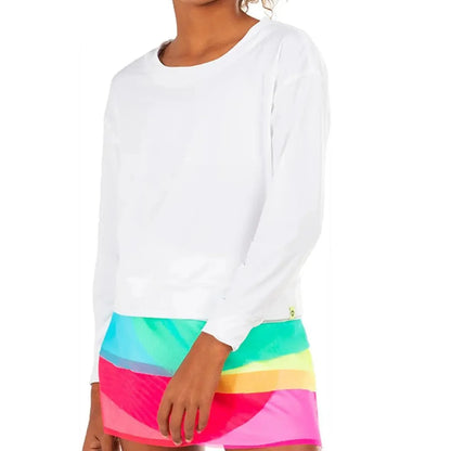 Girls' Hype Tennis Long Sleeve-Apparel-Lucky In Love-108567-110_WHITE-L-Tennis Express