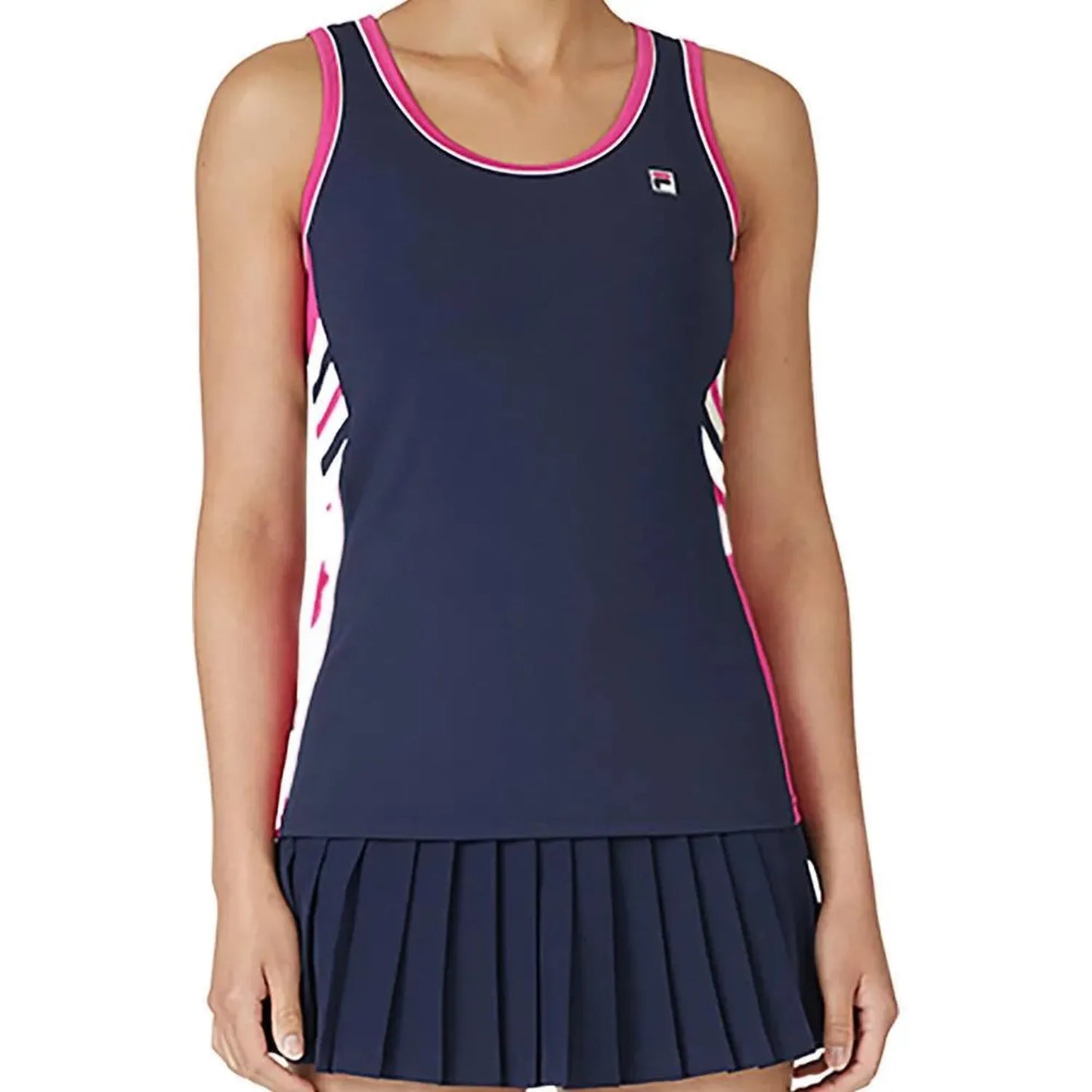 Womens Heritage Full Coverage Tennis Tank Fila Navy and Fuchsia Purple-Apparel-Fila-109452-DEFAULT-L-1-[Sku]-Tennis Express