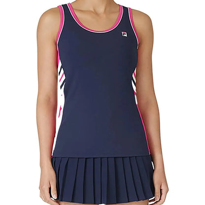 Womens Heritage Full Coverage Tennis Tank Fila Navy and Fuchsia Purple-Apparel-Fila-109452-DEFAULT-L-1-[Sku]-Tennis Express
