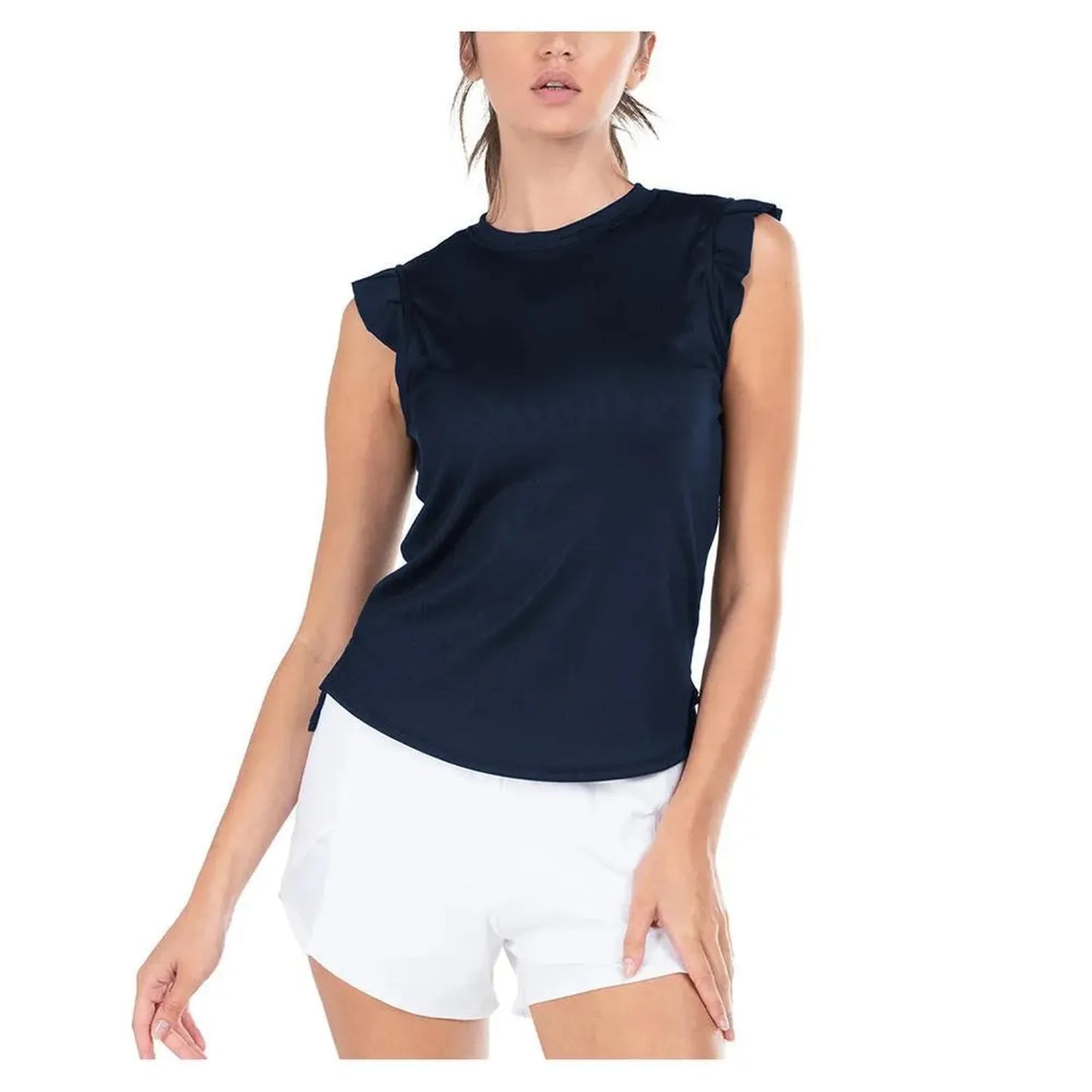 Women's Bring It On Rib Tennis Tank-Apparel-Lucky In Love-110073-401_MIDNIGHT-L-Tennis Express