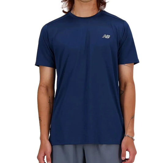 Men's SE Short Sleeve Tennis Top Navy-Apparel-New Balance-111236-DEFAULT-L-1-[Sku]-Tennis Express