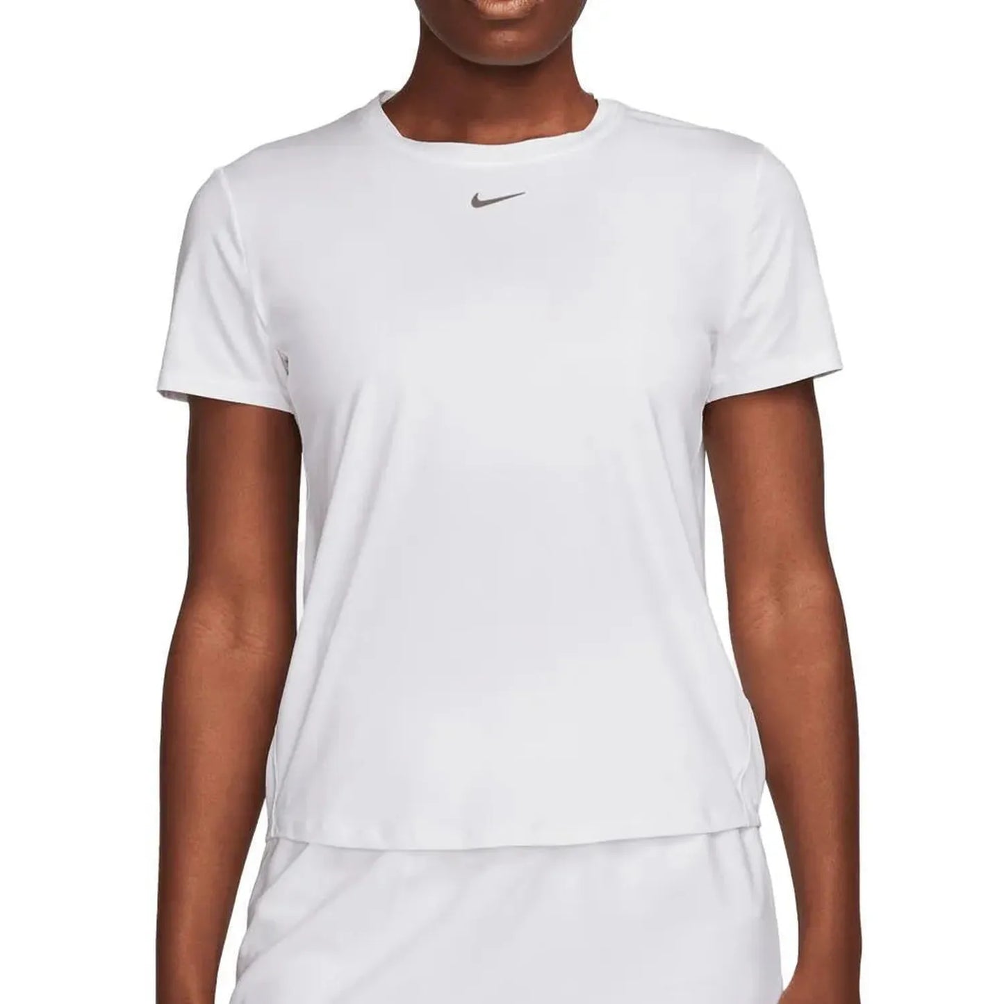 Women's Dri-Fit One Classic Short Sleeve Top-Apparel-Nike-111921-100_WHITEBLACK-L-Tennis Express