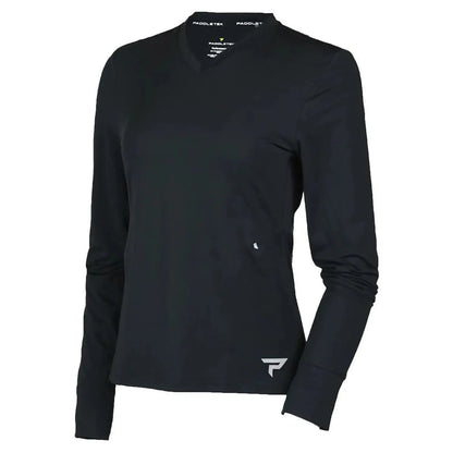 Womens Long Sleeve Performance Tennis Top Black-Apparel-Paddletek-112258-DEFAULT-L-Tennis Express