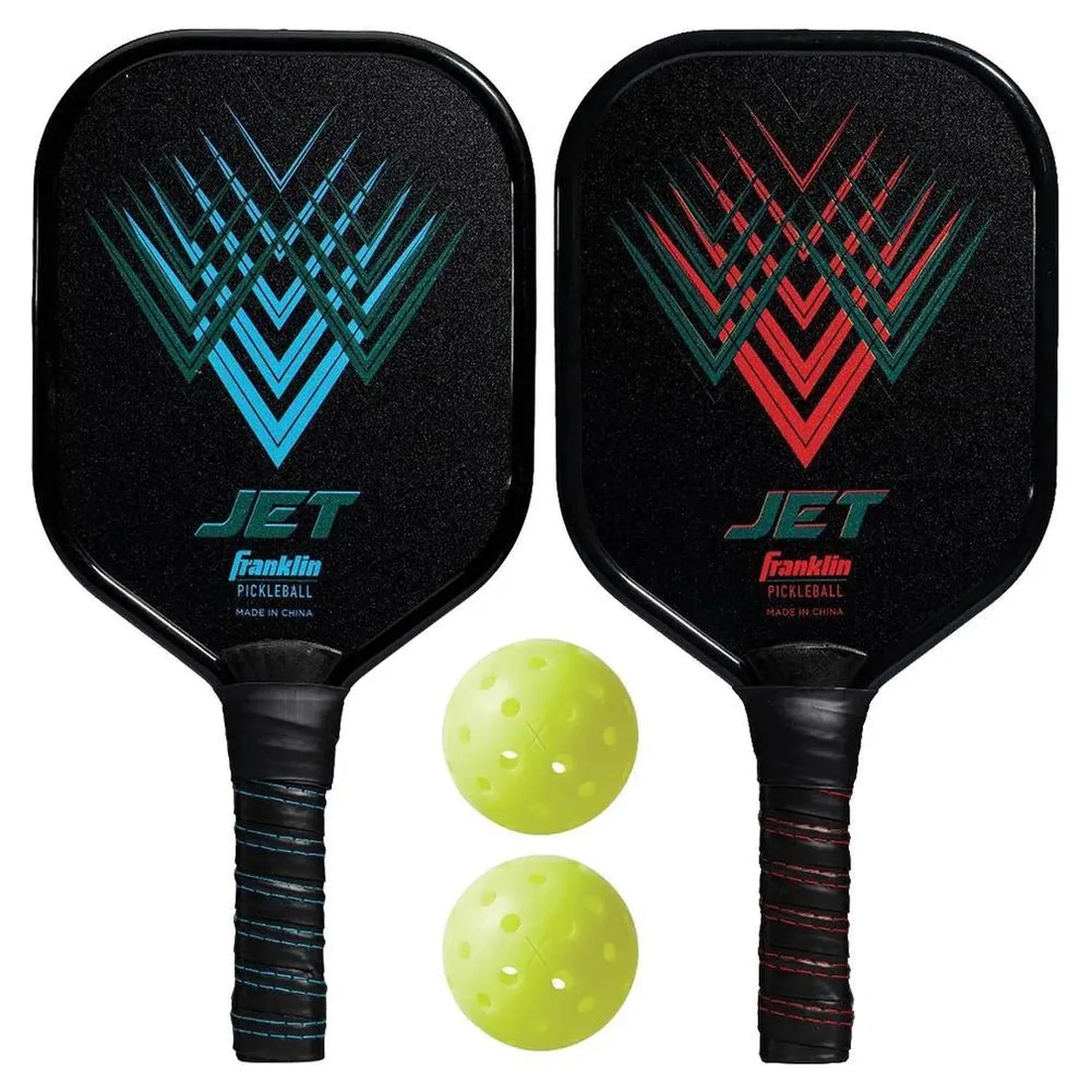 Jet Aluminum Pickleball Paddles and Balls 2 Player Set-Racquets-Franklin Sports-112312-DEFAULT-L-Tennis Express