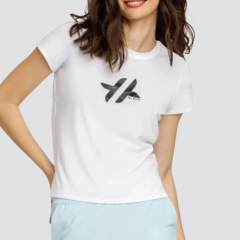 Women's Bijou Short Sleeve Tennis Top White with Logo-Apparel-Tail-113134-DEFAULT-L-Tennis Express