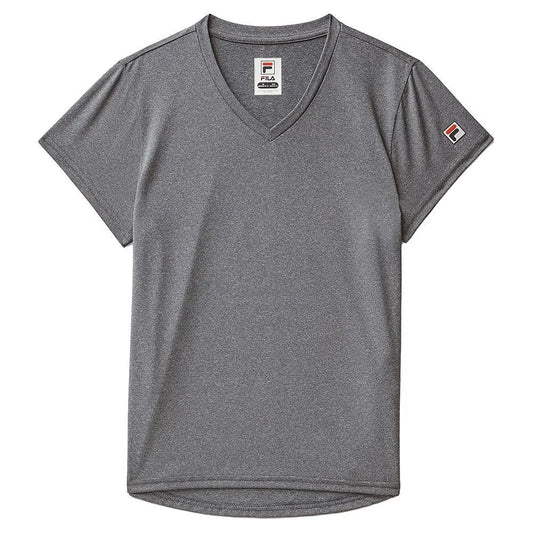 Girls Short Sleeve Performance Tennis Top-Apparel-Fila-113352-051_CHARCOAL_HEATHER-L-Tennis Express