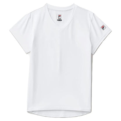 Girls Short Sleeve Performance Tennis Top-Apparel-Fila-113352-100_WHITE-L-Tennis Express