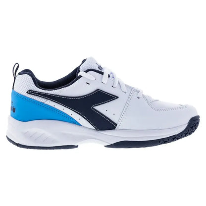 Juniors' S. Challenge 5 SL Tennis Shoes White and Blue Corsair