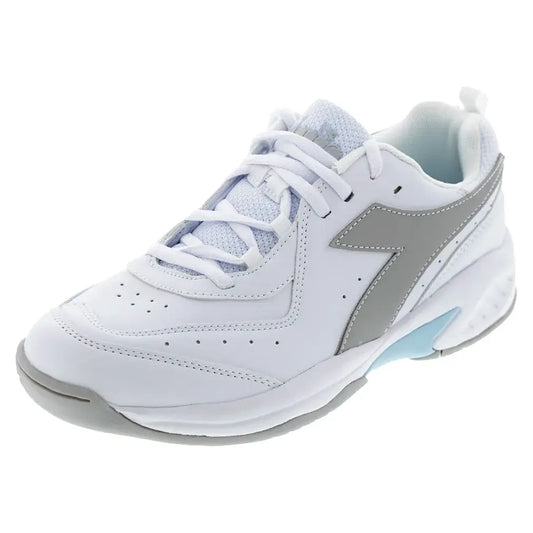 Juniors' S. Challenge 5 SL Tennis Shoes White and Silver-Footwear-Diadora-179102-C6103F25copy-Tennis Express