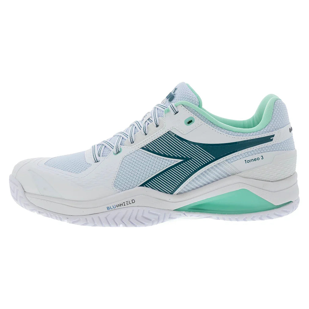 Men's Blushield Torneo 3 Tennis Shoes White and Shaded Spruce