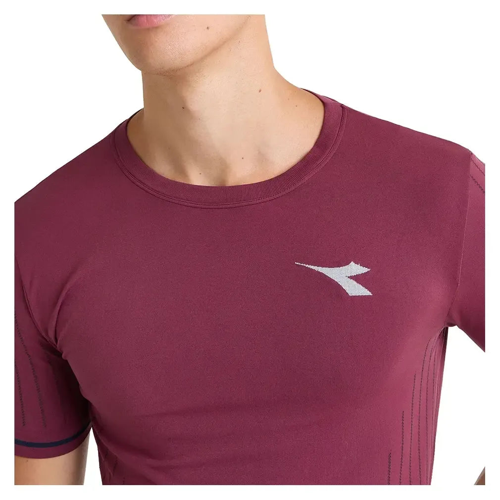 Men's Short Sleeve Icon Stratouno Tennis Top Maroon Banner