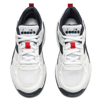 Juniors S Challenge 6 SL Tennis Shoes White and Blue Corsair