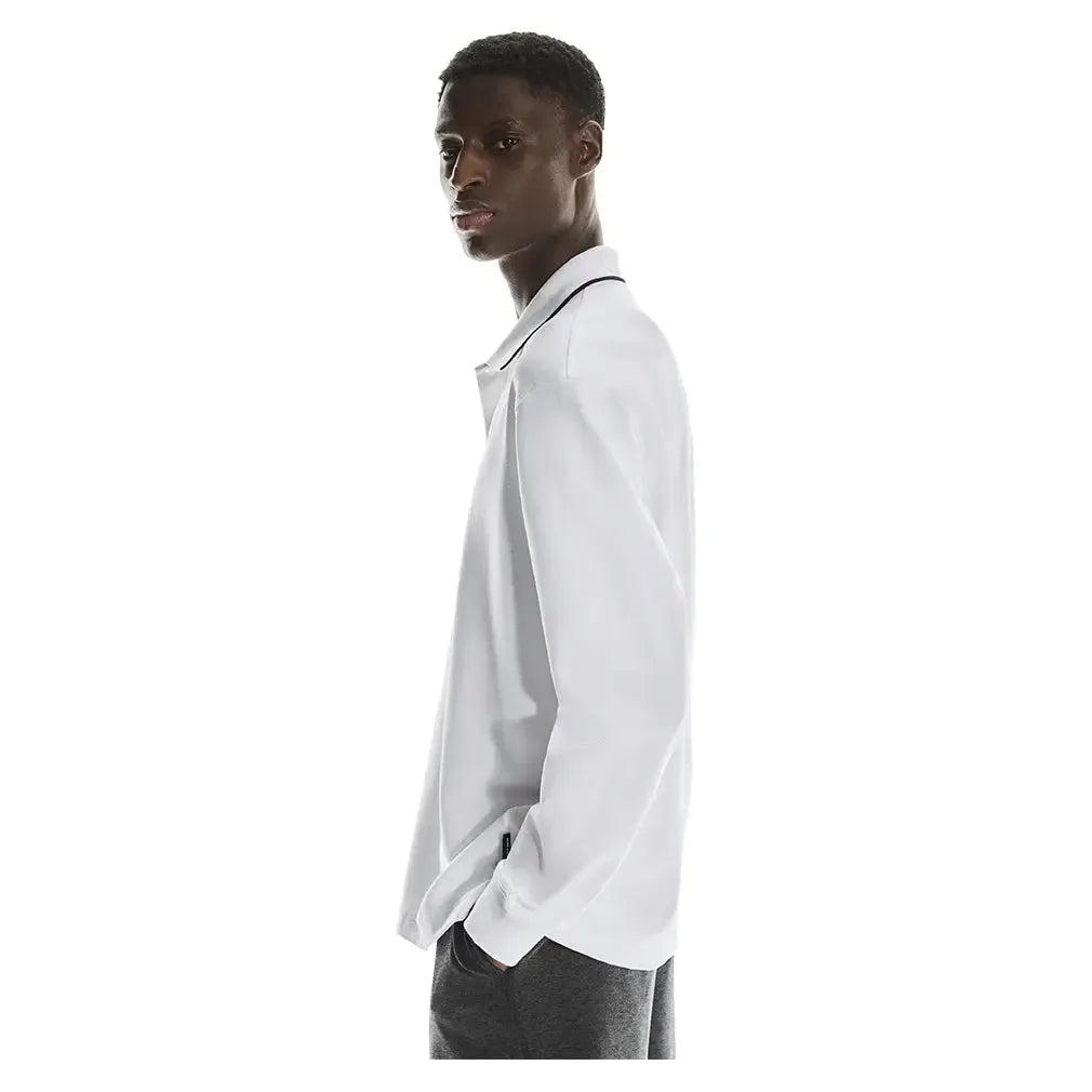 Men's Courtside Long Sleeve Tennis Polo White
