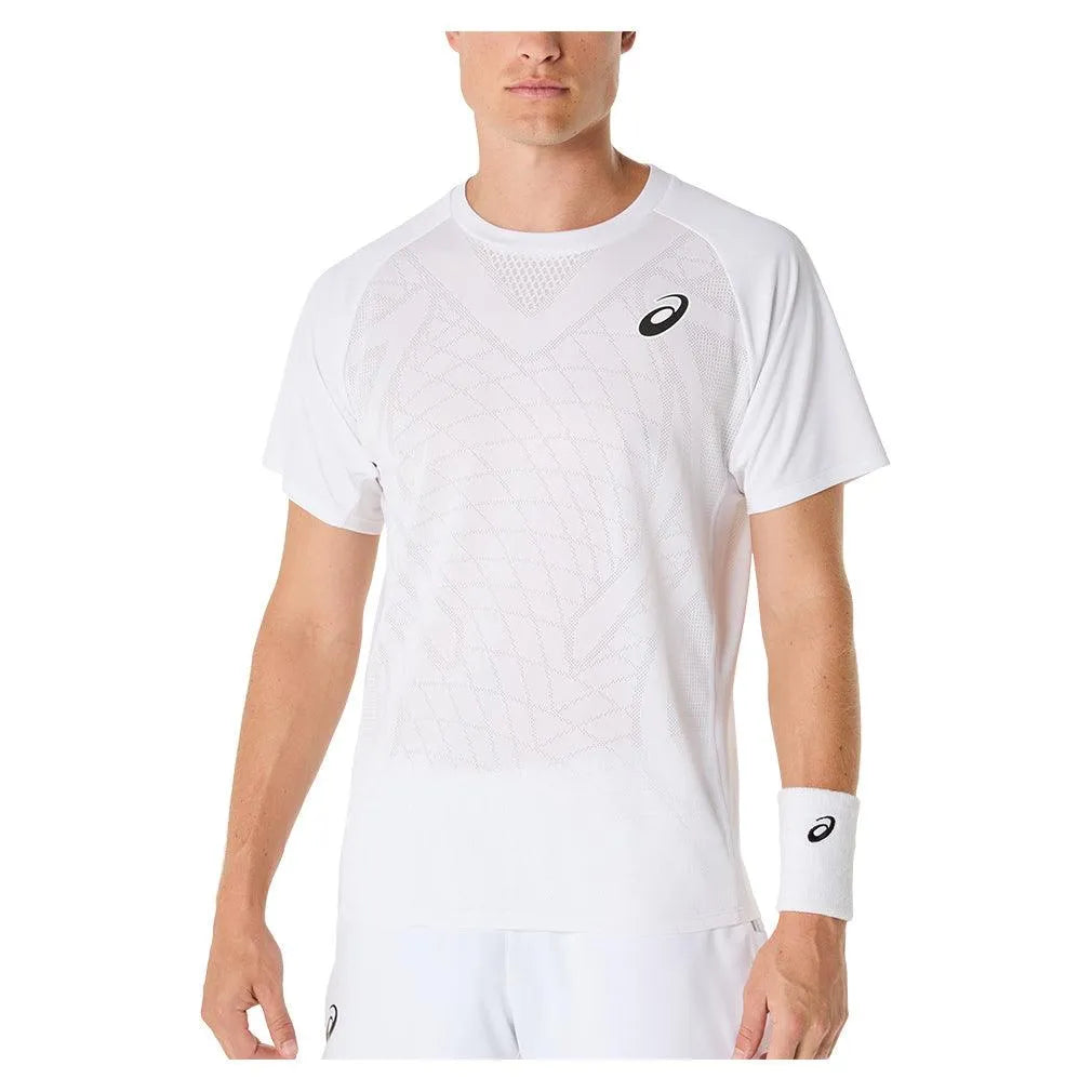 Men's Match ACTIBREEZE Short Sleeve Tennis Top Brilliant White-Apparel-Asics-2041A320-100S25-3-Tennis Express