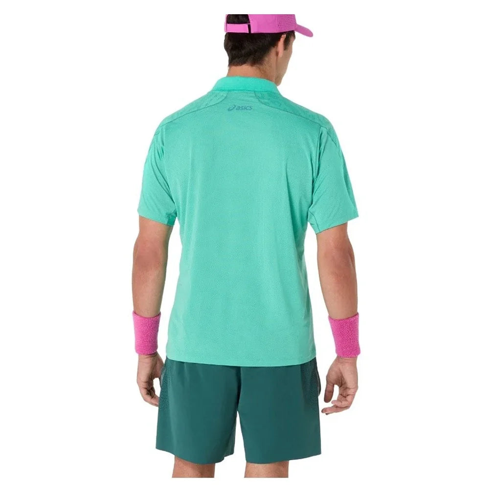 Men's Match Jacquard Short Sleeve Tennis Polo Aurora Green