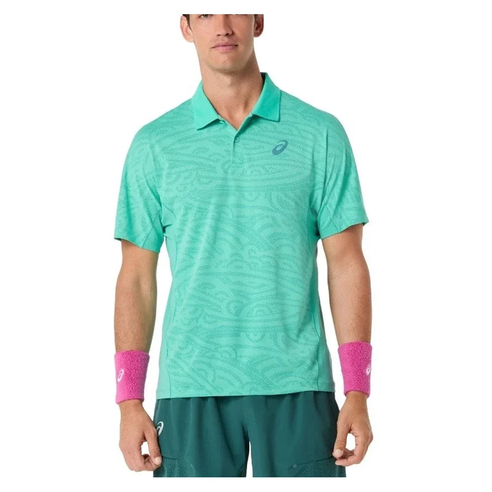 Men's Match Jacquard Short Sleeve Tennis Polo Aurora Green