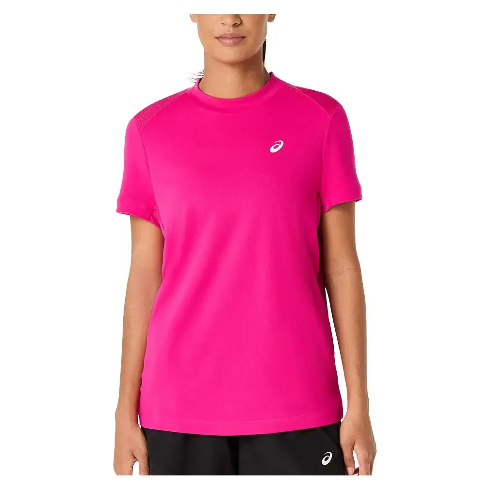 Women's Court Short Sleeve Tennis Top Pink Rave-Apparel-Asics-2042A371-701F25-3-Tennis Express