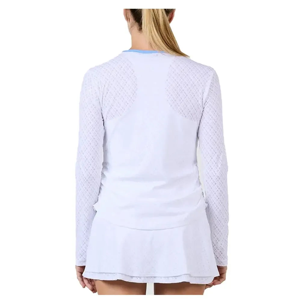 Women's Long Sleeve Tennis Top Grid Jacquard and Periwinkle