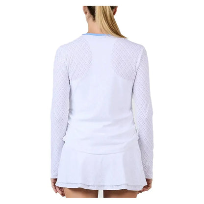 Women's Long Sleeve Tennis Top Grid Jacquard and Periwinkle