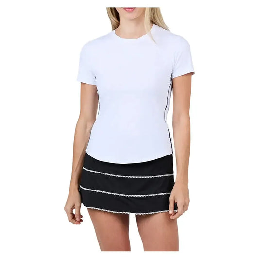 Women's Short Sleeve Tennis Top White-Apparel-Sofibella-2302MYS-WHTH25-Tennis Express