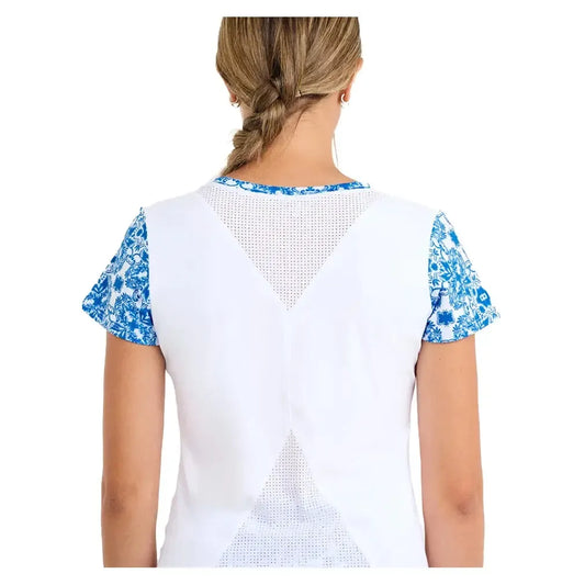 Women's Short Sleeve Tennis Top White and Sandra Tiles