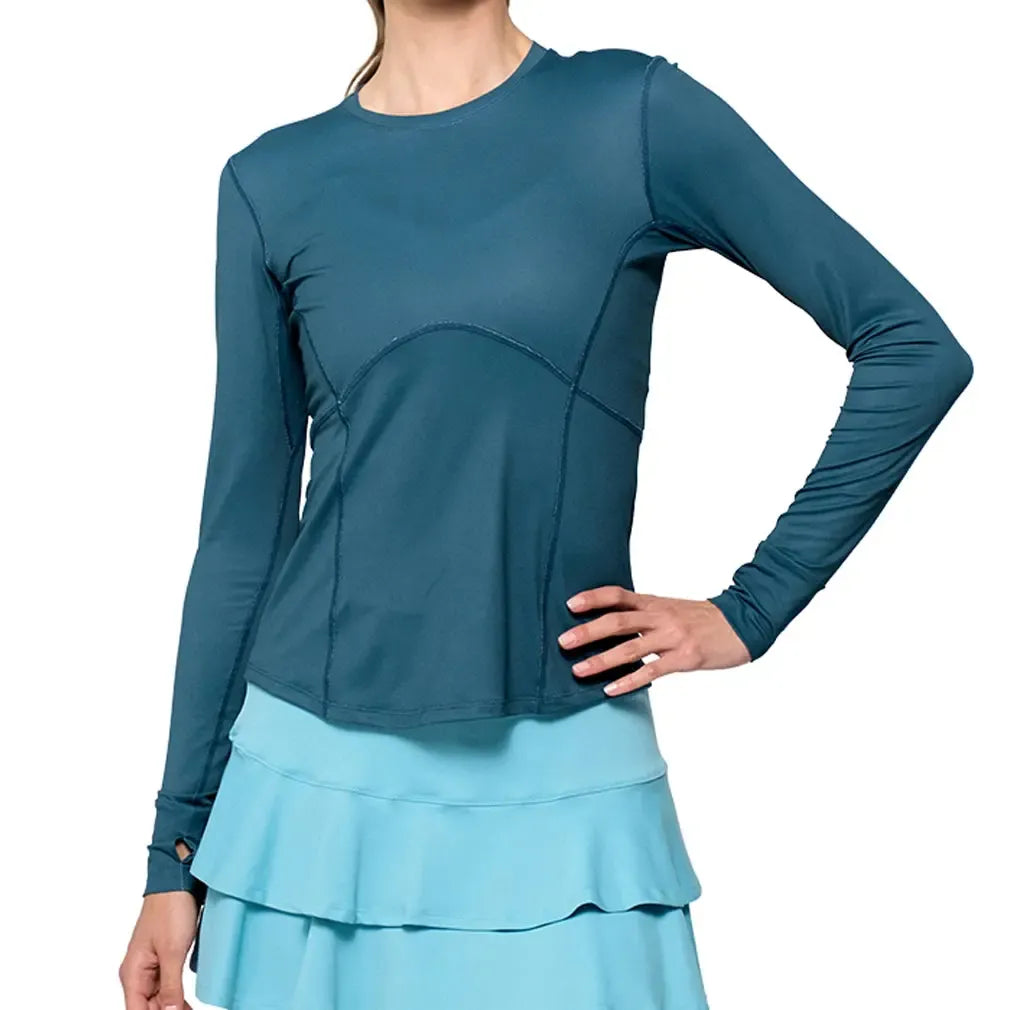 Women's Titan Long Sleeve Tennis Top Peacock-Apparel-Lija-25A-1945EPF25-Tennis Express