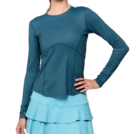 Women's Titan Long Sleeve Tennis Top Peacock-Apparel-Lija-25A-1945EPF25-Tennis Express
