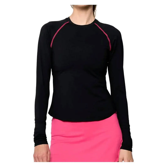 Women's Bella Tennis Top Black and Bright Pink-Apparel-Lija-25A-1986T5H25-Tennis Express
