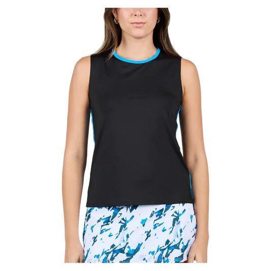 Women's Electric Blue Tennis Tank Black-Apparel-Sofibella-2605ELB-BLK-Tennis Express