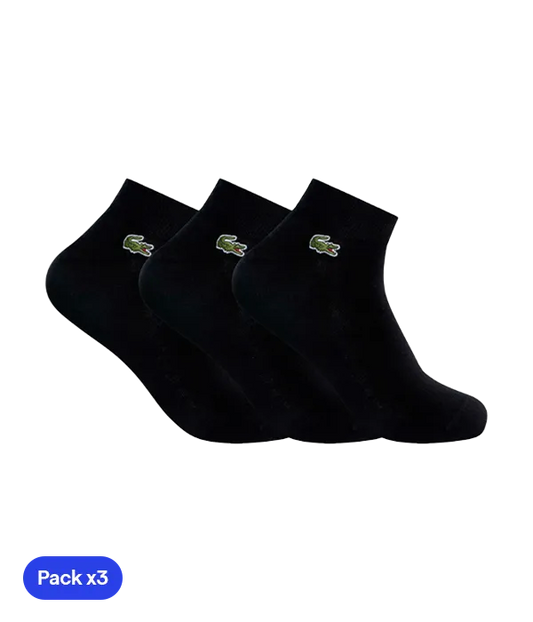 Socks Lacoste Cortos Negro (Pack x3)