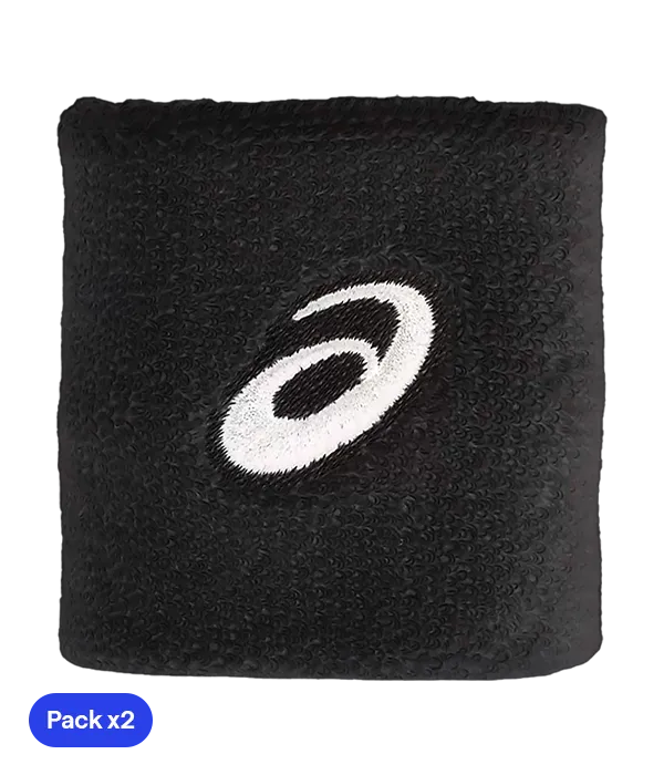 Wristband Asics Cortas Negras (Pack x2) 2025