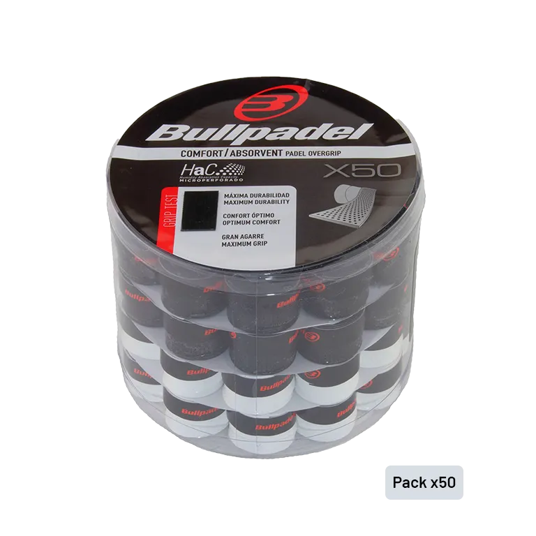 Tambor Overgrips Bullpadel GB1201 Perforados Negro/White (x50)