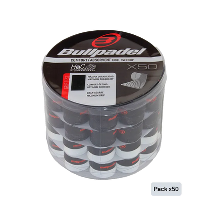 Tambor Overgrips Bullpadel GB1201 Perforados Negro/White (x50)