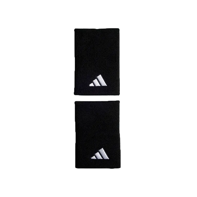 Wristband Adidas Largas Negro Logo Pequeño 2025 (Pack x2)