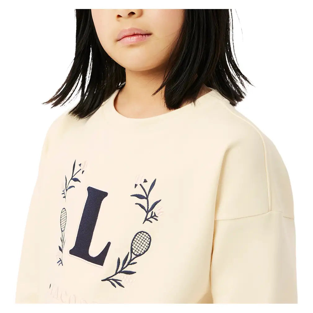 Girls' Spacer Knit Oversized Tennis Crew Beige